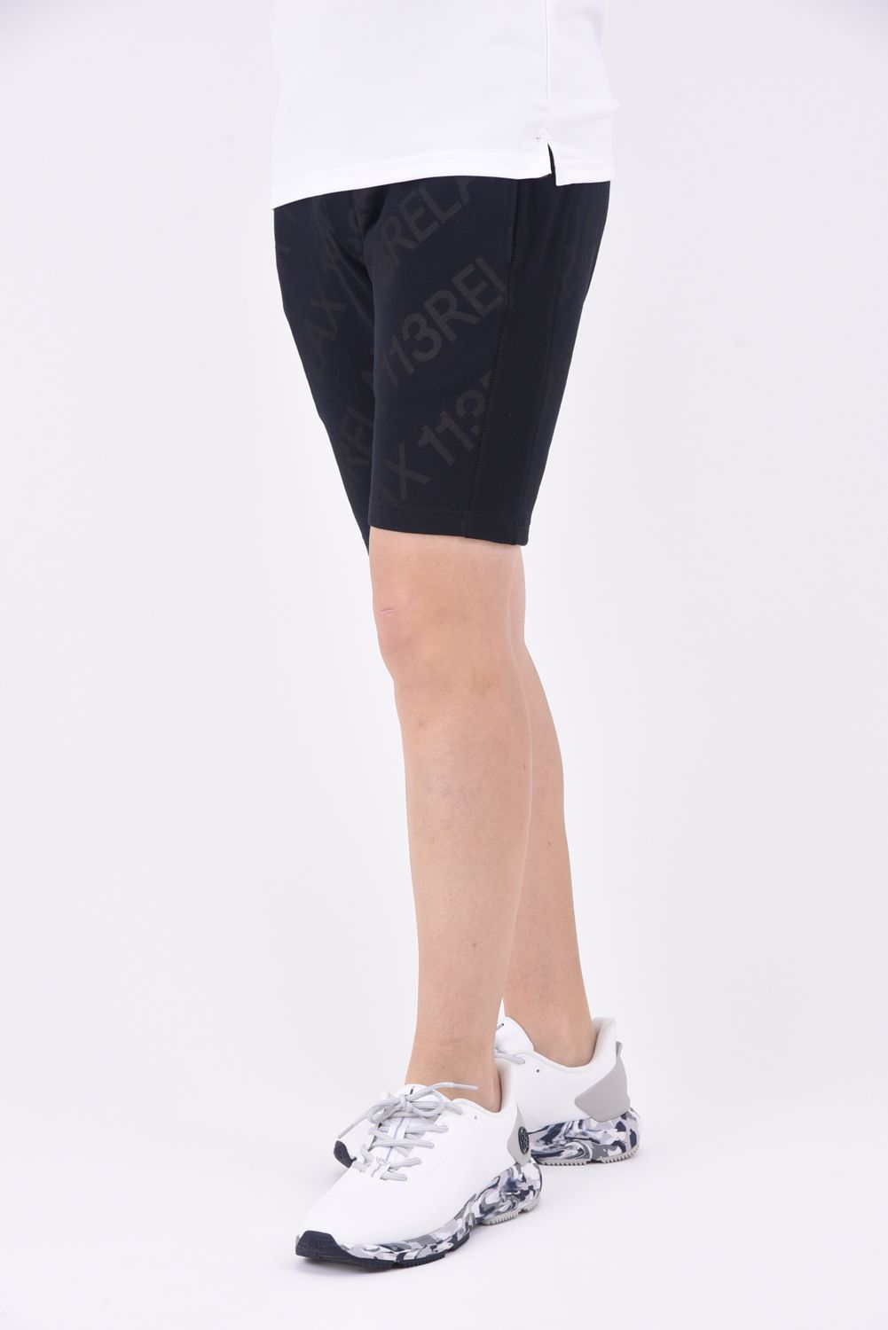 DIAGONAL LOGO SHORT PANTS  / サイドリブ ダイアゴナルロゴ ショートパンツ ブラック