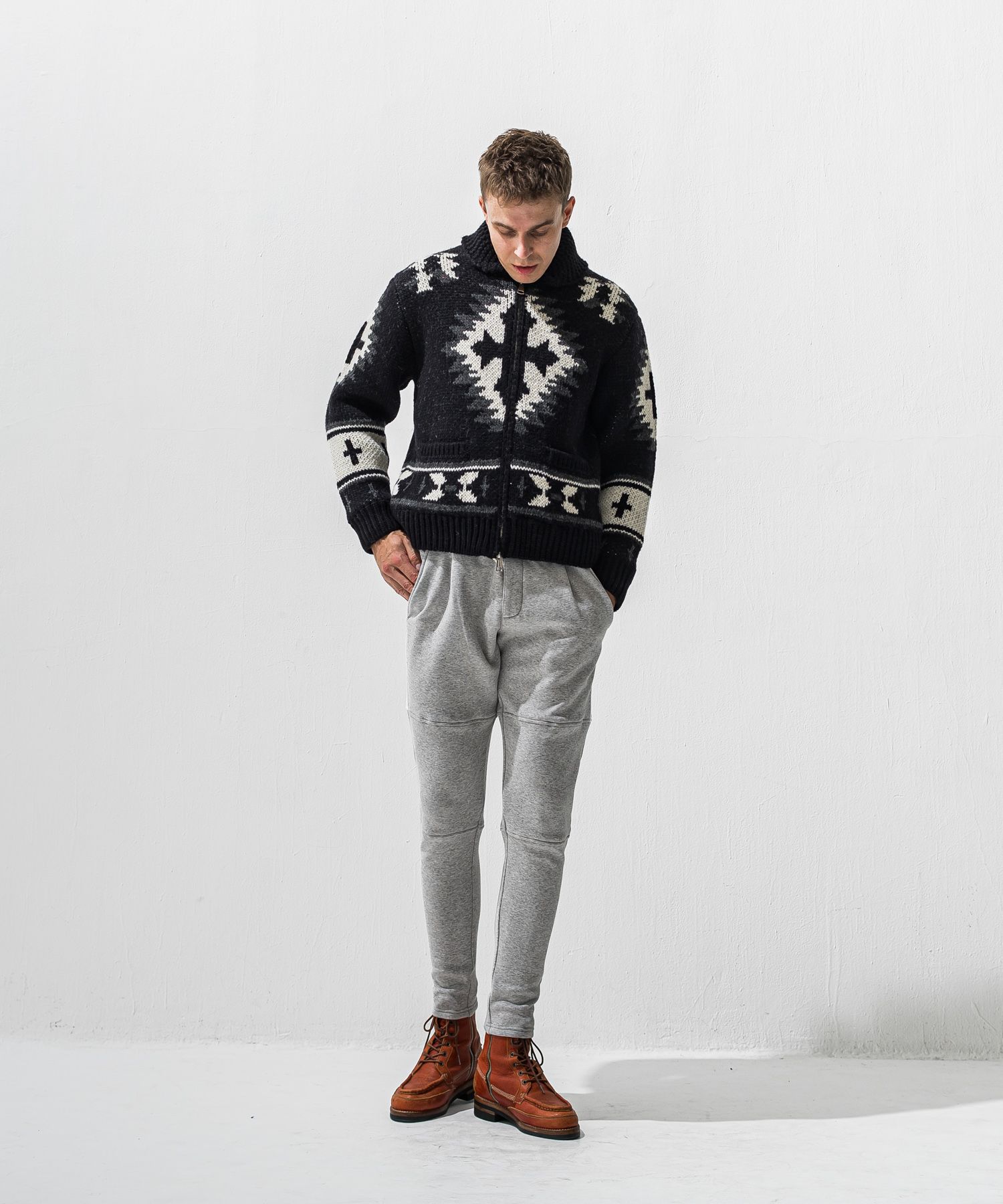 VELOURS FLEECE JT PT / 裏起毛 ベロアフリース ワンタックラインパンツ (グレー) (11月中旬入荷予定) ※オーダー締切:9月7日(月)17時