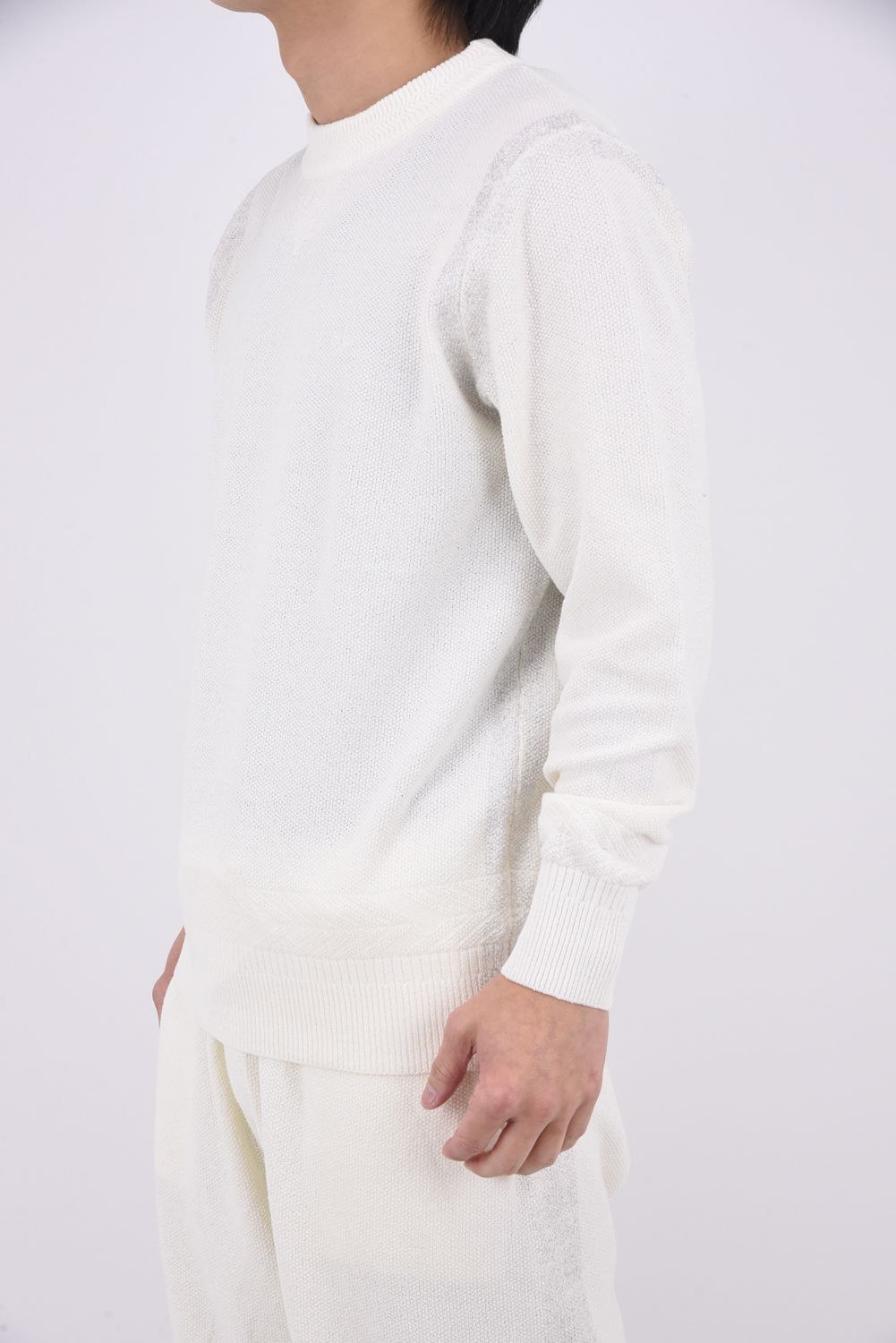 【26SS】 PARTIAL FOIL PRINT CREW KNIT / 箔プリント クルーネックニット (ホワイト)