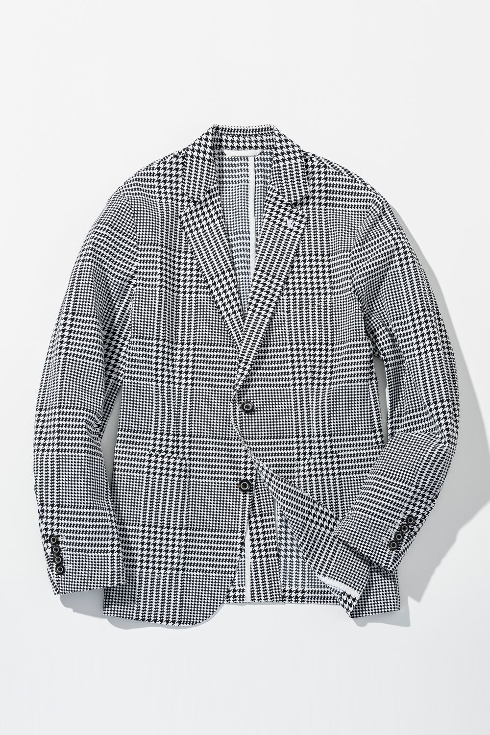 【26SS】 GLEN CHECK NYLON JACKET / グレンチェック テーラードシングルジャケット (ホワイト/ブラック) (2月上旬入荷予定)