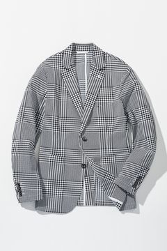 【26SS】 GLEN CHECK NYLON JACKET / グレンチェック テーラードシングルジャケット (ホワイト/ブラック) (2月上旬入荷予定)