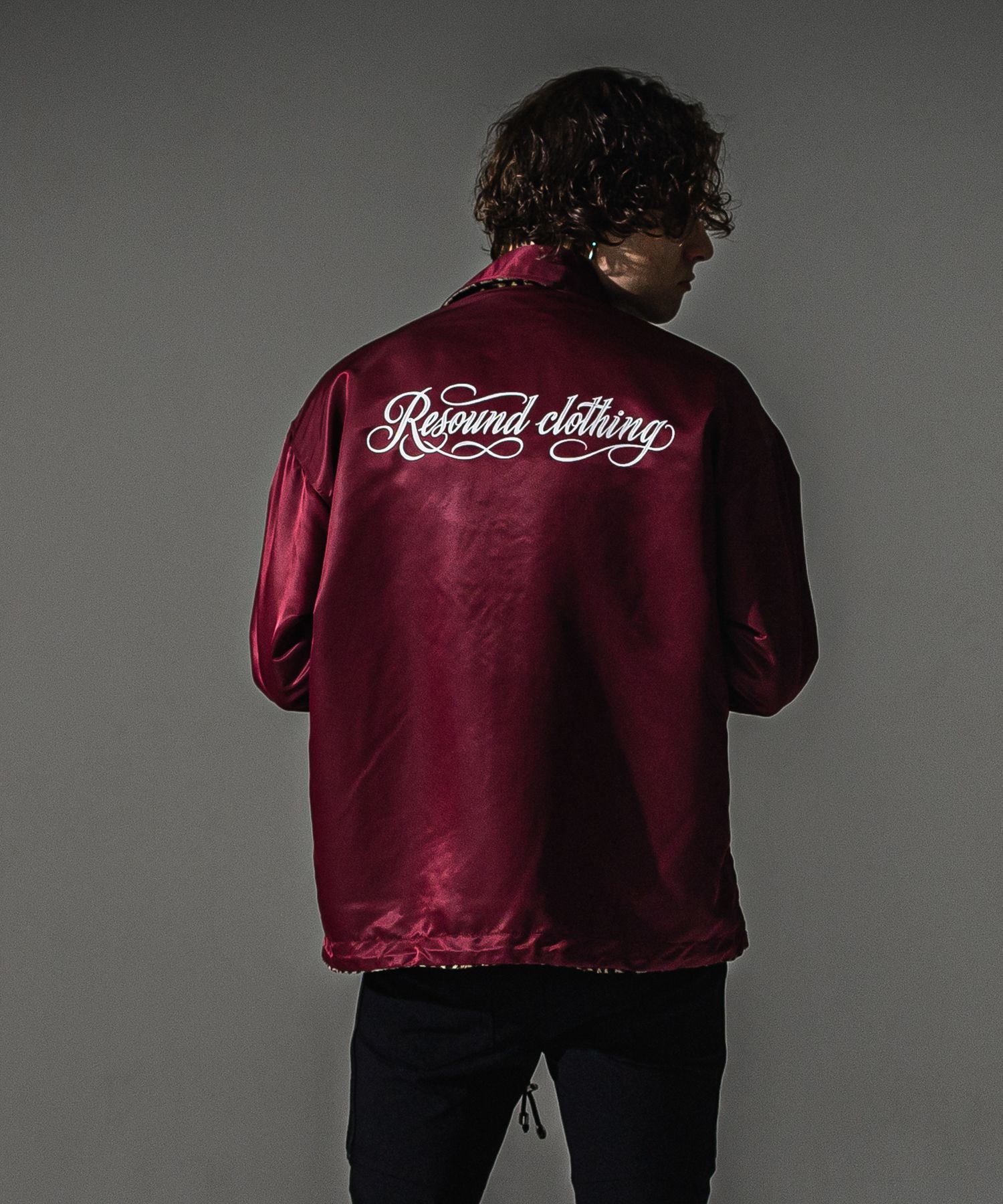 REV COACH JK / リバーシブル レオパード ナイロンコーチジャケット (ワイン) (9月末入荷予定) ※オーダー締切:5月23日(土)17時