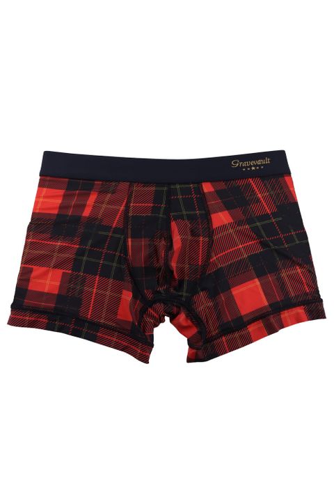 TRIBE CHECK Short Boxer - ブラック / レッド