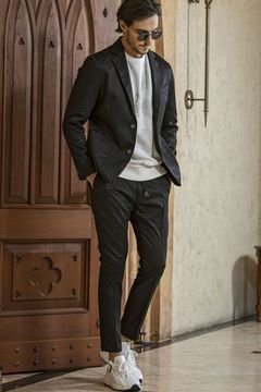 【25AW】 BRIGHT STRETCH JACKET & SLACKS / 微光沢素材 ストレッチジャケット&スラックスセットアップ (ブラック)