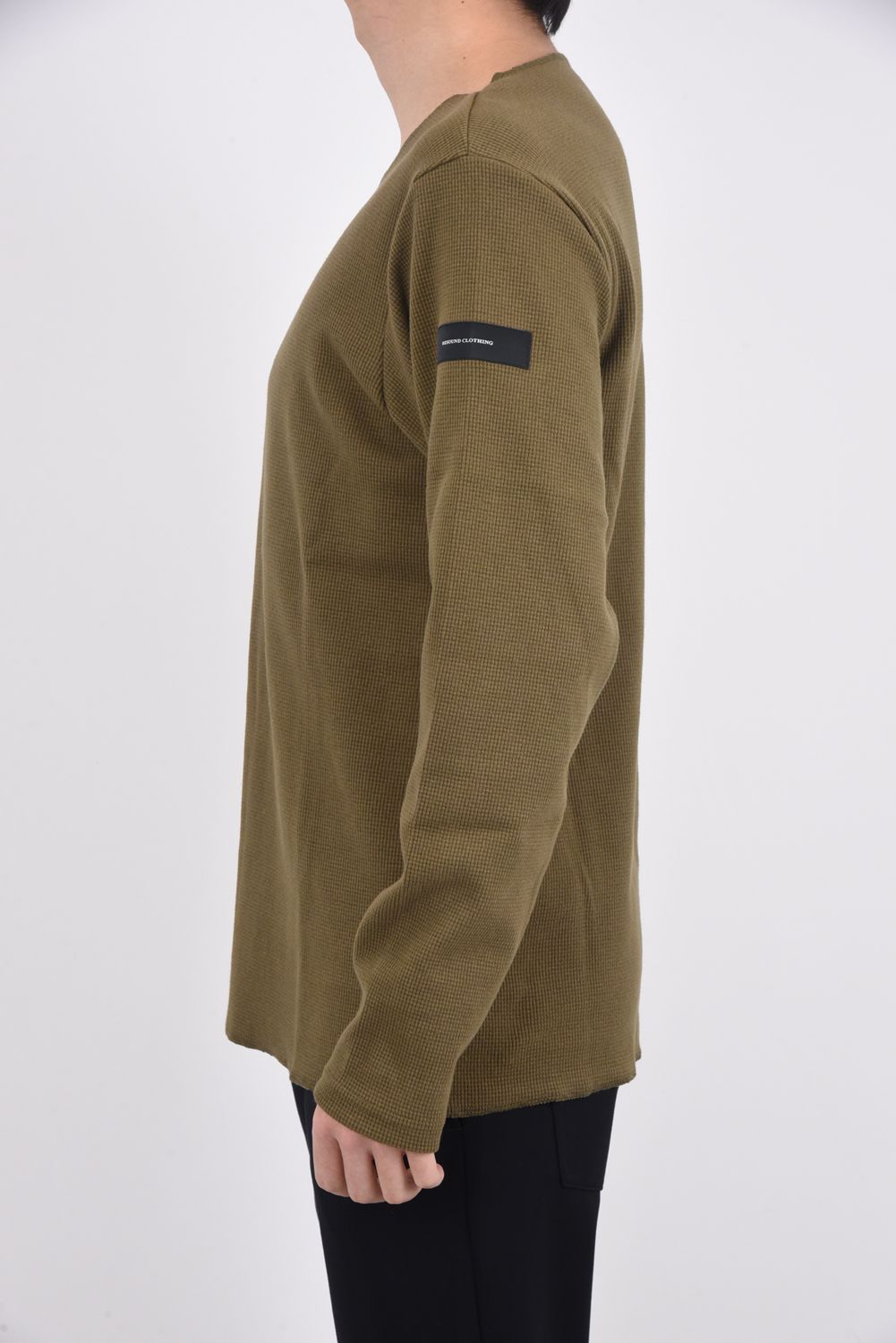 ST COTTON WAFFLE THERMAL / 【定番】 ロングスリーブ カットオフサーマル カーキ
