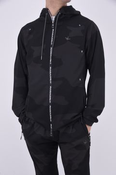 CAMO LIGHT HOODIE / カモフラ柄 ジップアップ ライトフーディー ブラック
