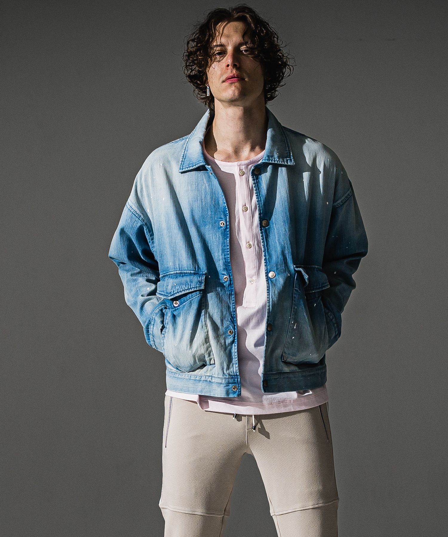 LDENIM AG flight jk / ダンガリー素材 デニムシャツジャケット (ライトインディゴ) (8月中旬入荷予定) ※オーダー締切:5月23日(土)17時