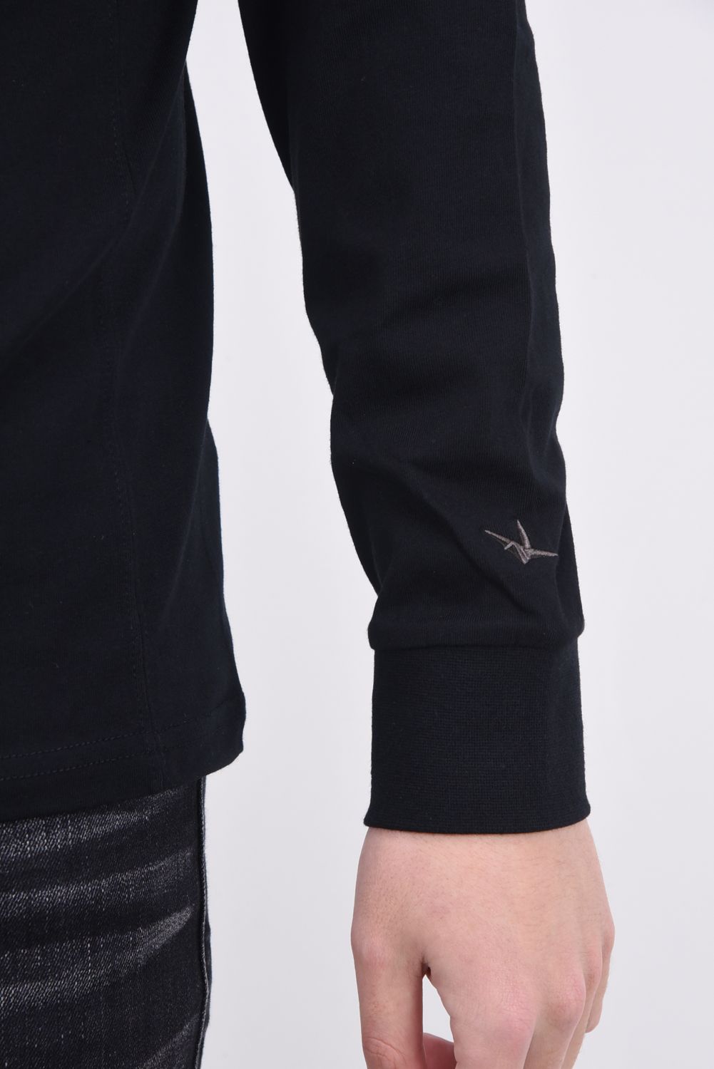 STEPS EMBROIDERY LONG T-SHIRTS / グラデーション アップリケ ロングTシャツ ブラック