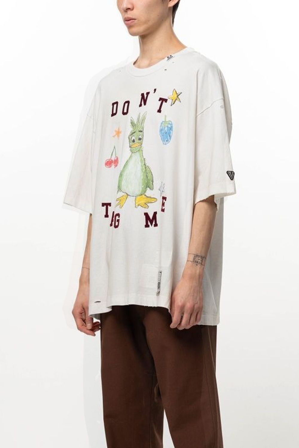 KIDS DOODLE T-shirt / キャラクタープリント 刺繍ワッペン Tシャツ (ホワイト)