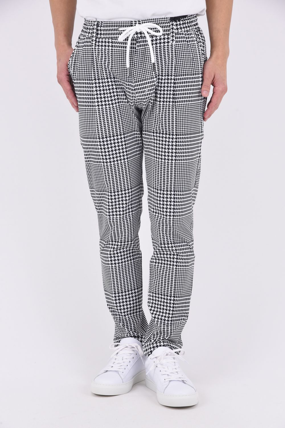 【26SS】【セットアップ】 GLEN CHECK NYLON JACKET & SLACKS / グレンチェック テーラードシングルジャケット&イージースラックス (ホワイト/ブラック)