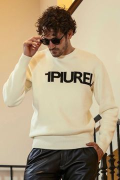 DOUBLE JACQUARD APPLIQUE LOGO KNIT / ロゴ アップリケニット ホワイト
