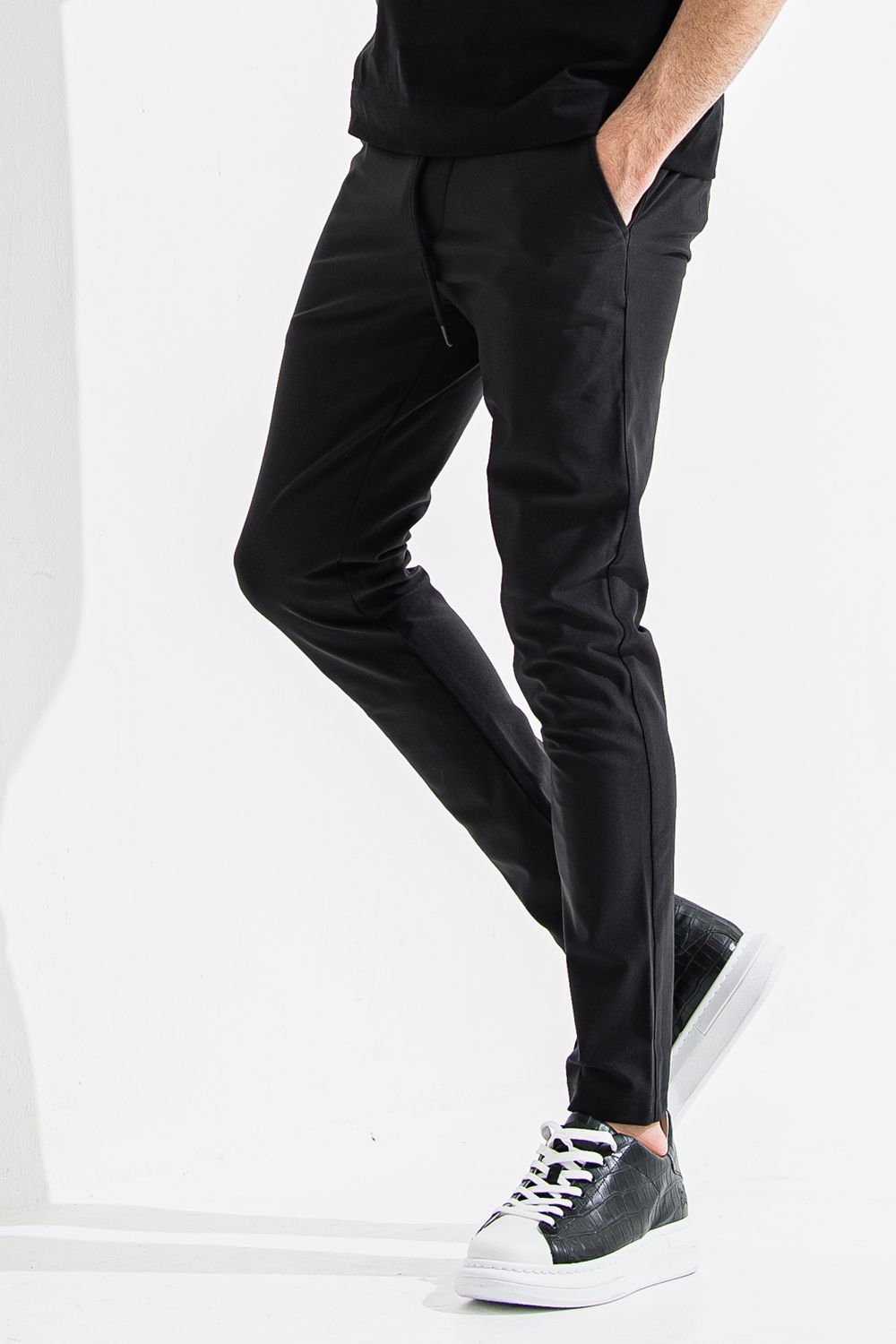 SL EASY PANTS / スラックス型イージーパンツ チャコール