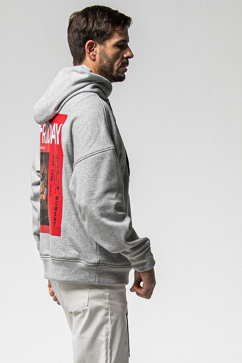 FRAIDAY OLD COVER VELOURS FLEECE HOODIE / 裏ベロアフリース カバーデザイン ロングスリーブ フーディー (グレー) (11月上旬入荷予定) ※オーダー締切：9月1日(月)18:00