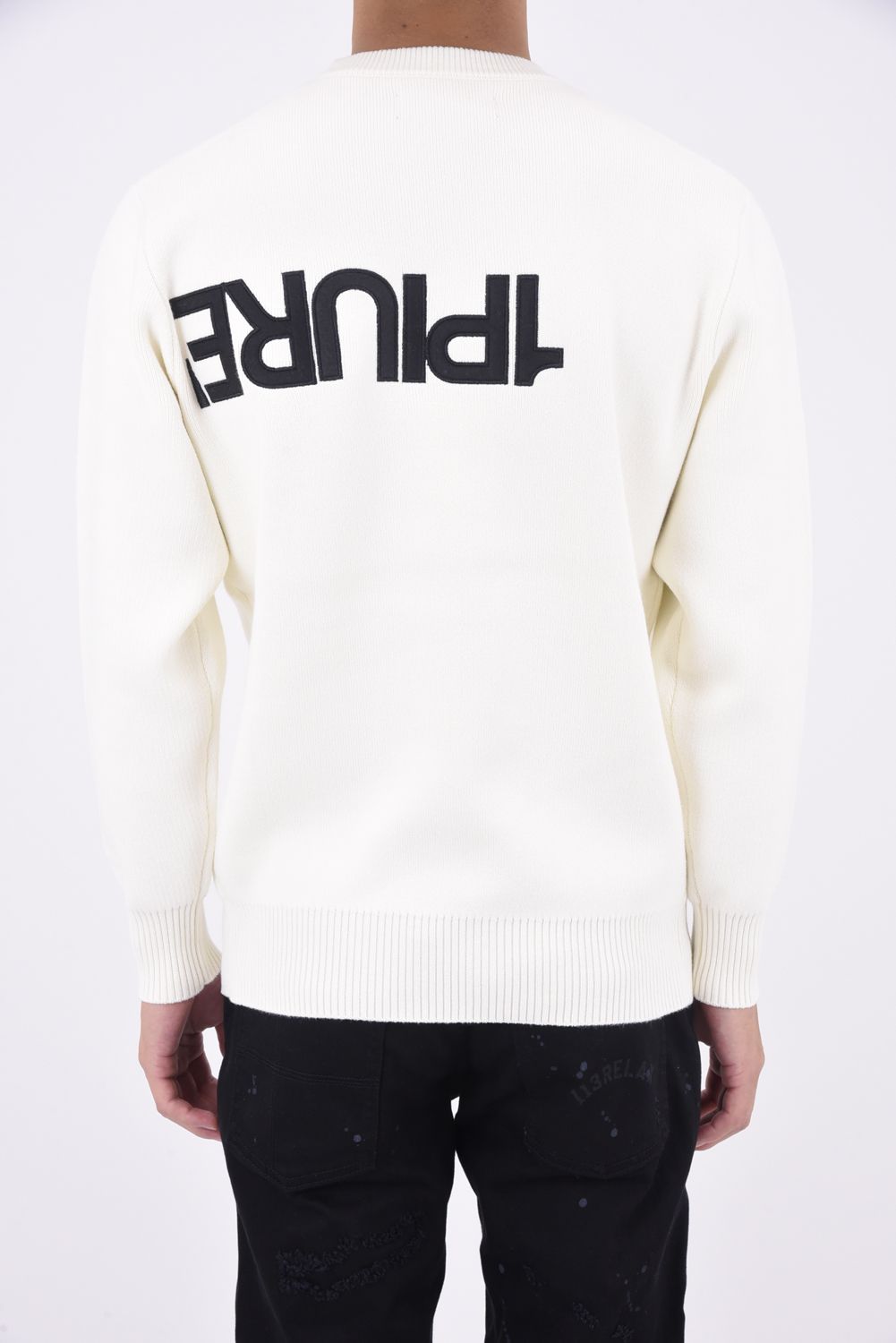 DOUBLE JACQUARD APPLIQUE LOGO KNIT / ロゴ アップリケニット ホワイト
