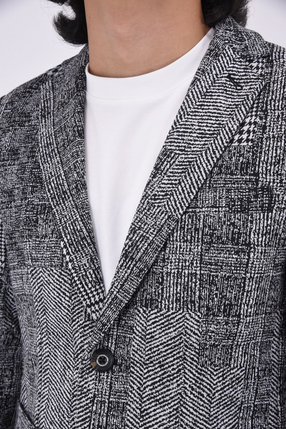 JACQUARD JACKET / ハウンドトゥースジャガードジャケット (ブラック）