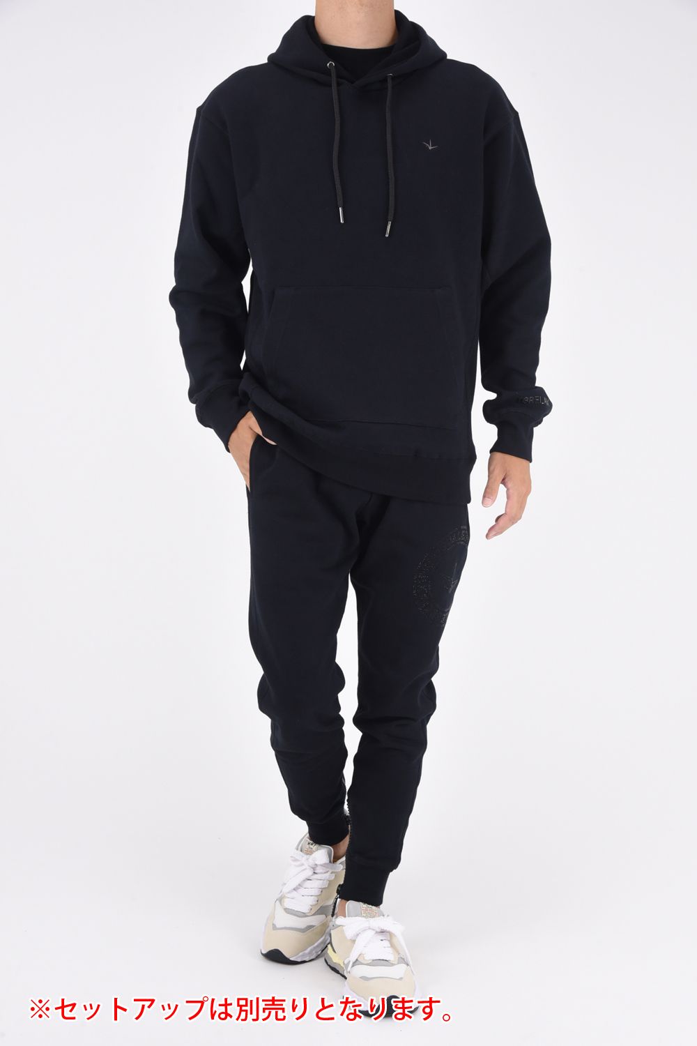 1PIU CIRCLE LOGO RHINESTONE PANTS / 1PIUサークルロゴ ラインストーン スウェットパンツ ブラック