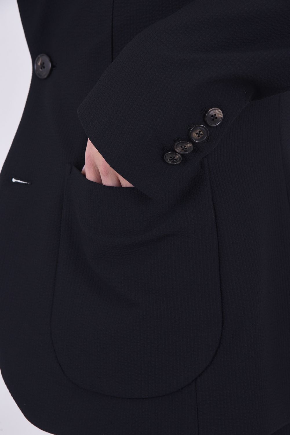 COMFY JACKET / ストレッチサッカー シングルジャケット ブラック