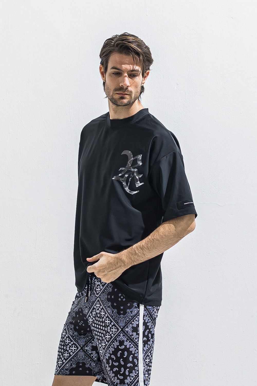 RC RUSH OVER TEE / ロゴ ラッシュガード オーバーサイズ Tシャツ （ブラック/ブラック） (6月上旬入荷予定) ※オーダー締切:2月15日(日)18時