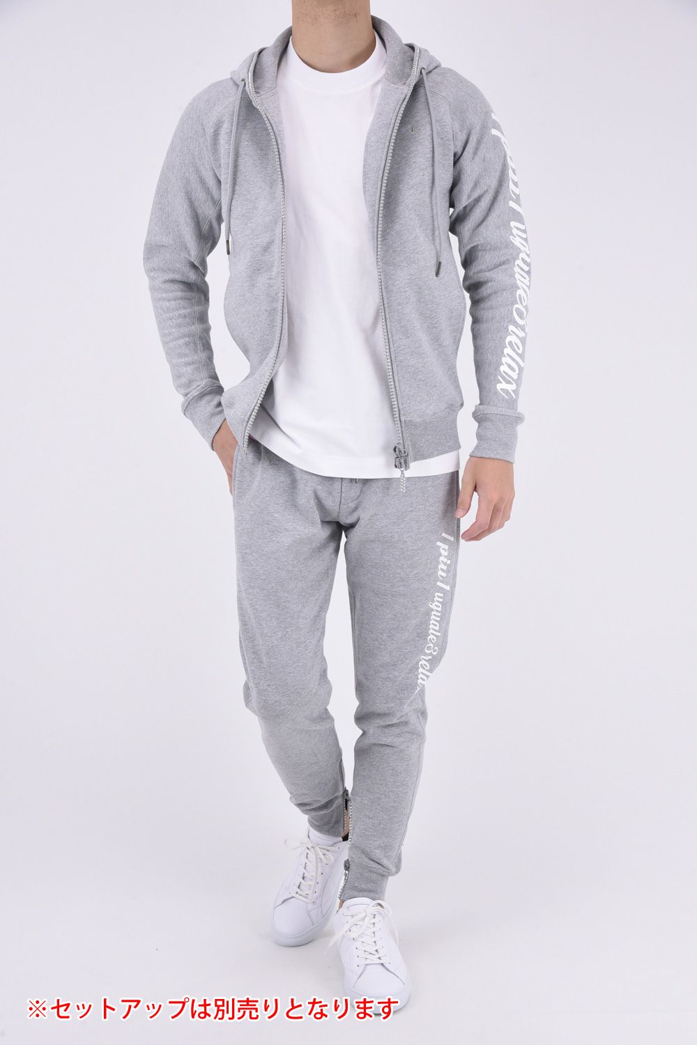 GLITTER ZIP HOODIE / グリッターロゴ ジップパーカー トップグレー