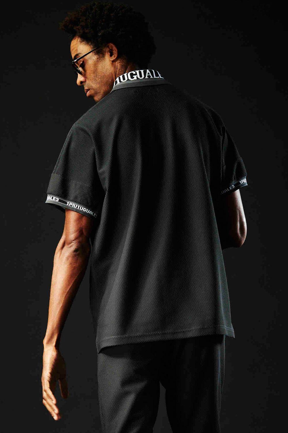 113SPORT TECHNICAL MESH WIDE POLO / テクニカル メッシュ ワイドシルエット ポロシャツ チャコール