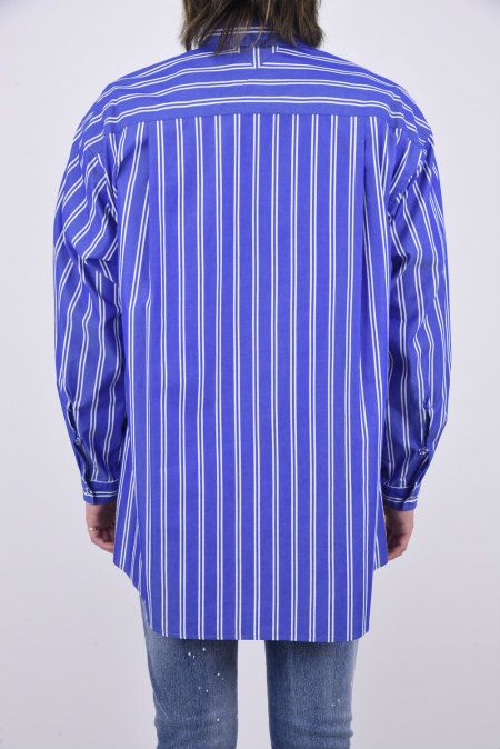 STRIPE LONG SLEEVES SHIRT / ストライプ ドロップショルダー オーバーサイズシャツ ブルー