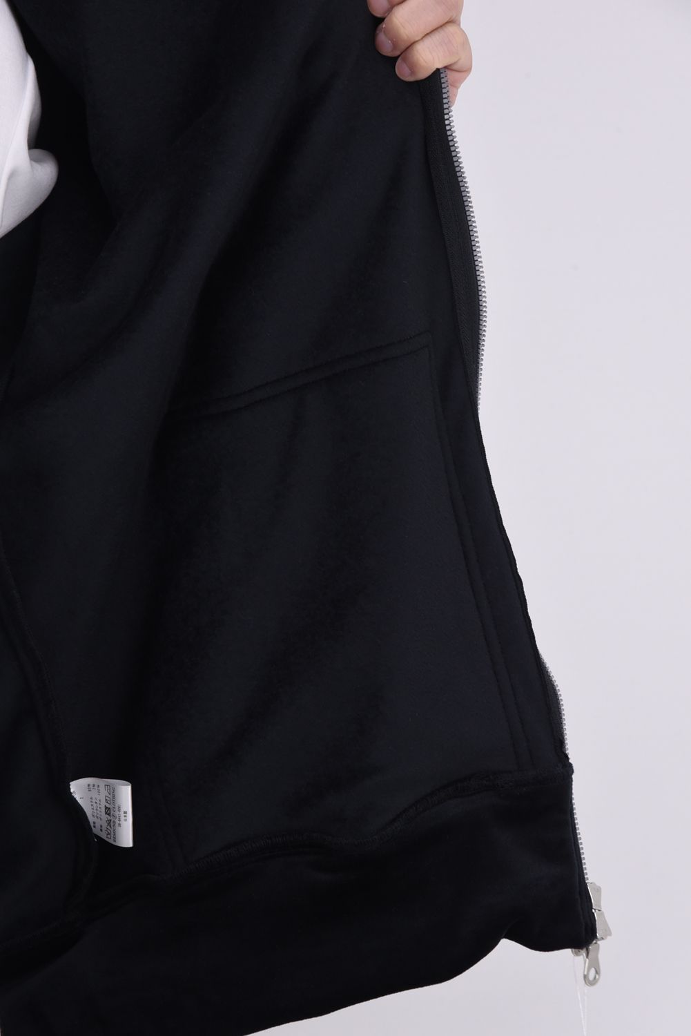 VELOURSFLEECE ZIP LOOSE HOODIE / ベロアフリース ジップアップパーカー （ブラック）