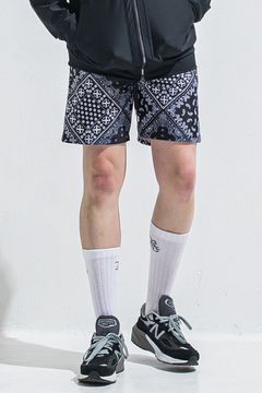 RUSH SHORTS / ラッシュガード バンダナ柄 ショートパンツ (ブラック) (5月末入荷予定) ※オーダー締切:2月15日(日)18時