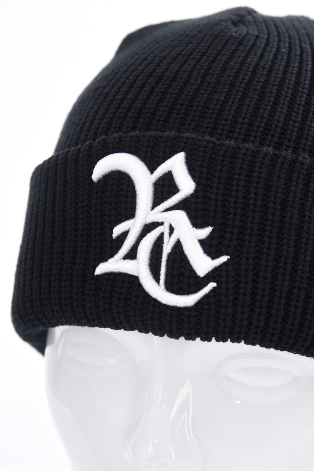COTTON KNIT CAP / RCロゴ コットンニットキャップ （ブラック / ホワイト)