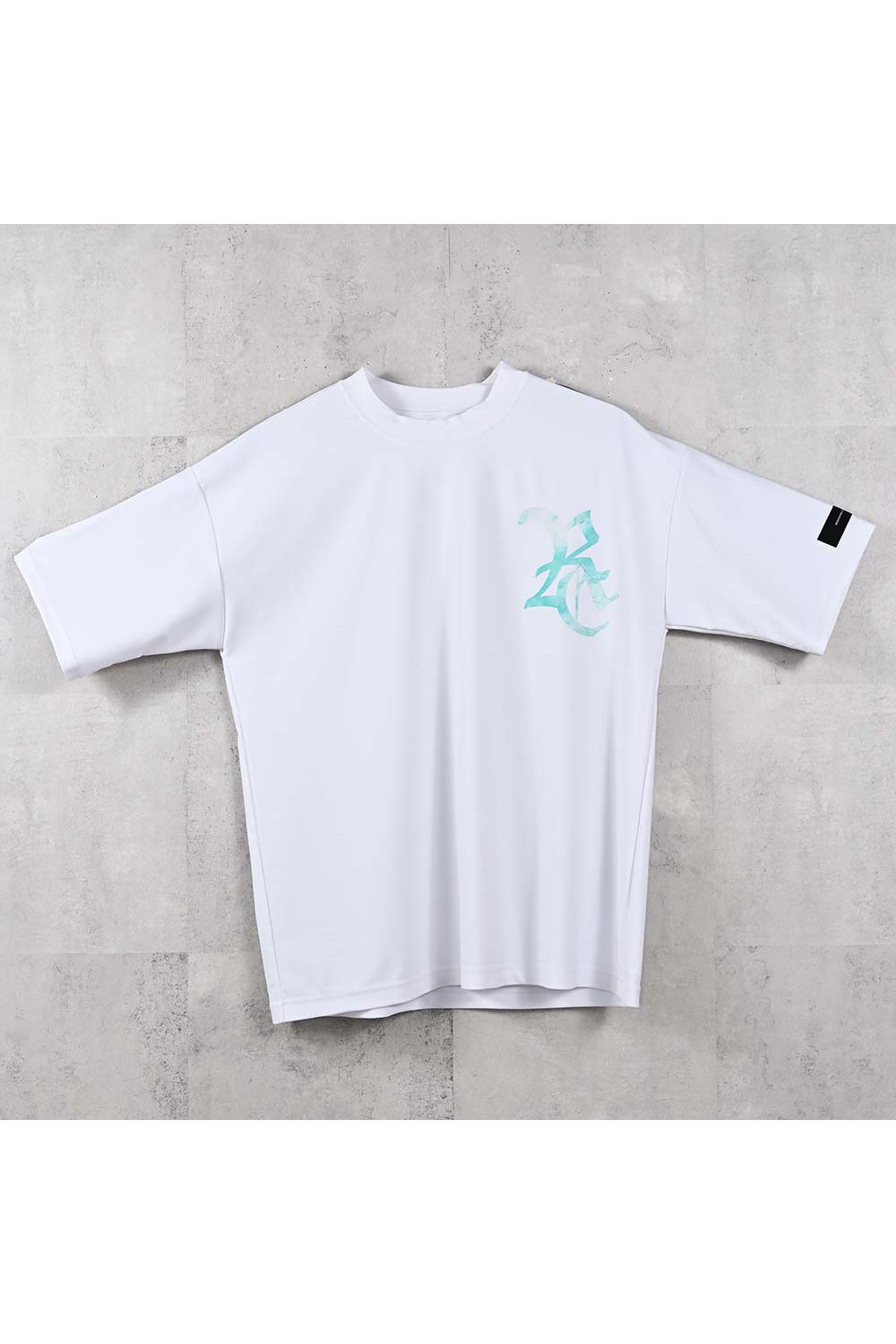 RC RUSH OVER TEE / ロゴ ラッシュガード オーバーサイズ Tシャツ （ホワイト/ブルーグリーン） (6月上旬入荷予定) ※オーダー締切:2月15日(日)18時