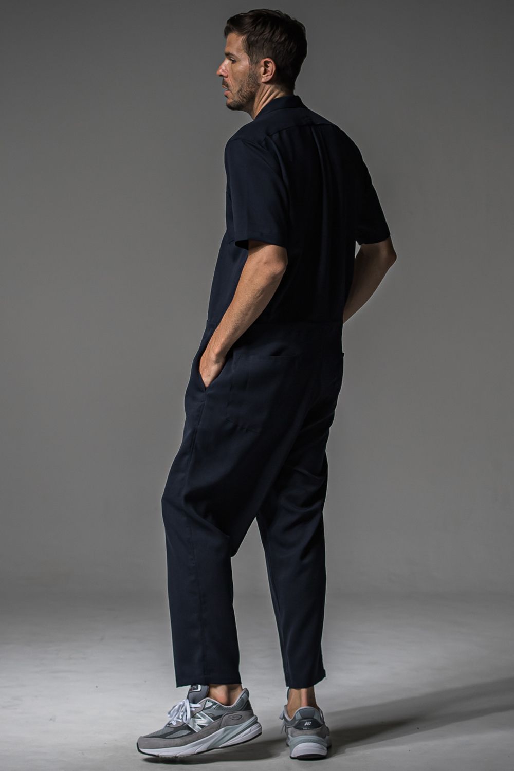 RAGE TWILL HALF ALL IN ONE / 半袖オープンカラーシャツ オールインワン (ネイビー) (3月中旬入荷予定) ※オーダー締切12/13(土)17:00