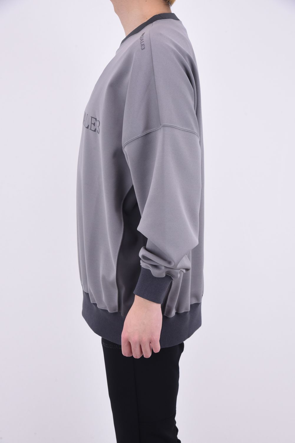 113SPORT HYPER JERSE BIG CREW / フロントロゴ ジャージ ビック クルーネック グレー