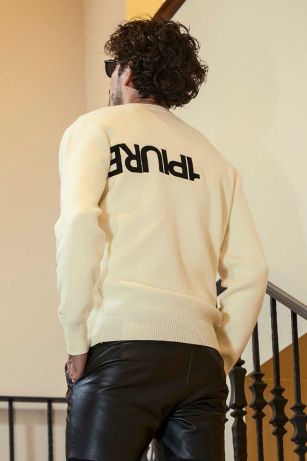 DOUBLE JACQUARD APPLIQUE LOGO KNIT / ロゴ アップリケニット ホワイト