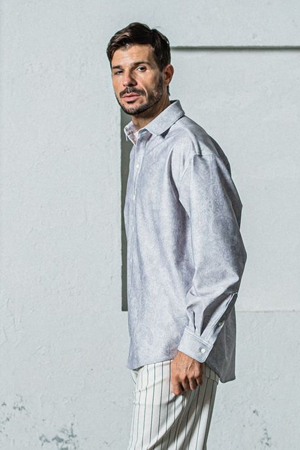 NYLON JACK SHIRTS / 高機能ナイロンマイクロファイバー ジャックシャツ ペイズリーグレー