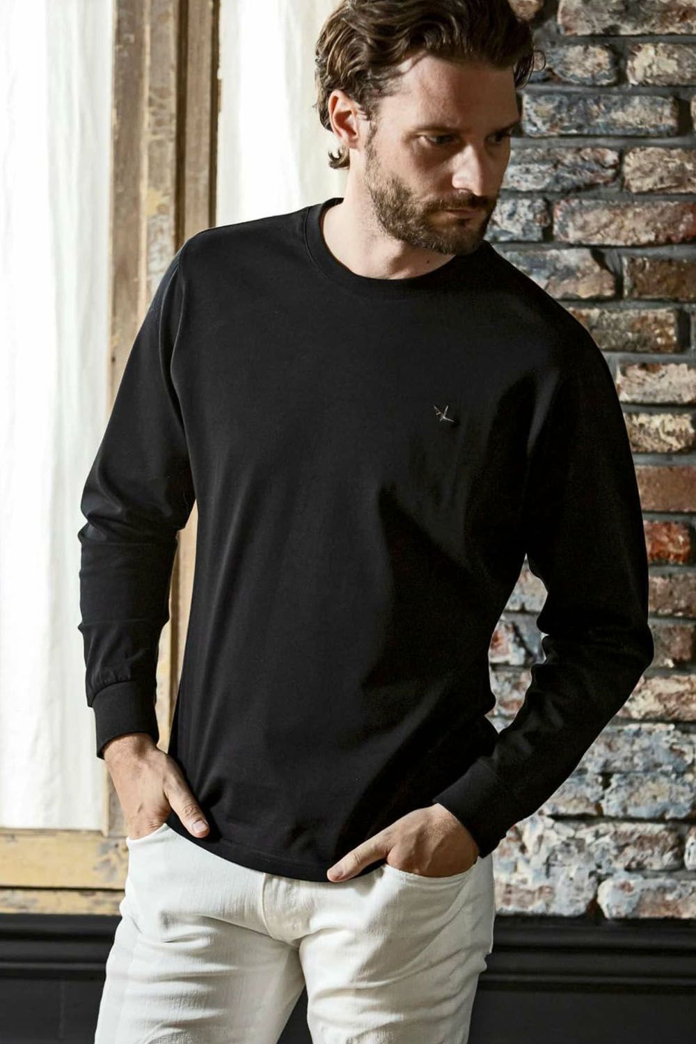 BACK LOGO HALF CIRCLE LONG SLEEVE / バックロゴ ハーフサークル ロングスリーブ ブラック
