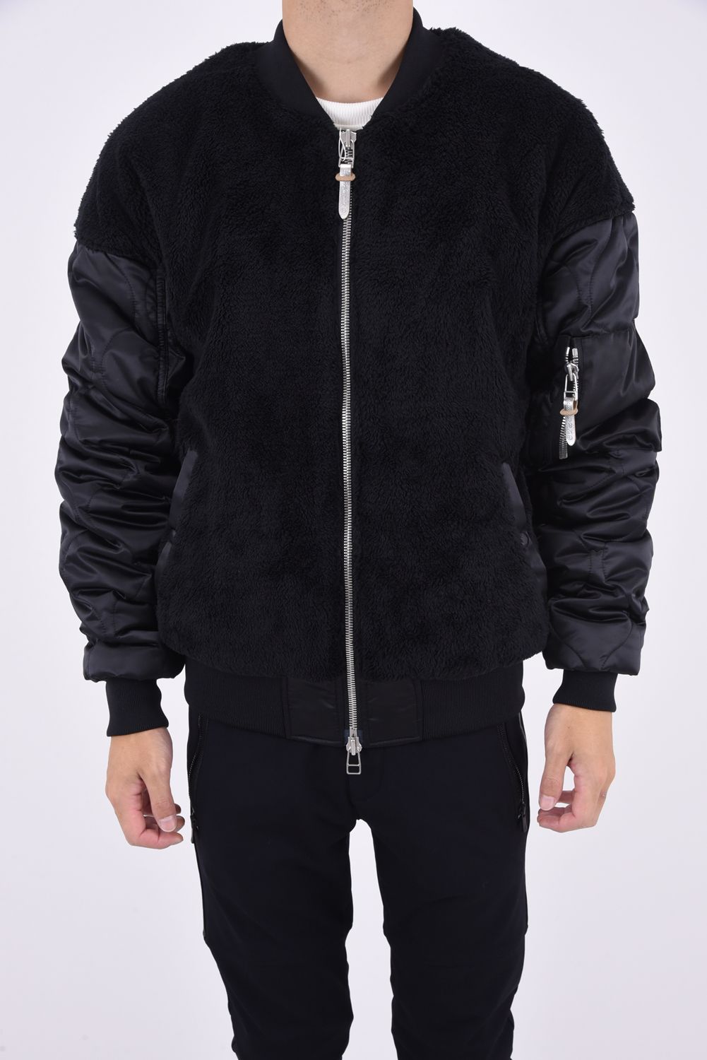 DAVID JACKET / ドロップショルダー フライトジャケット ボアブラック