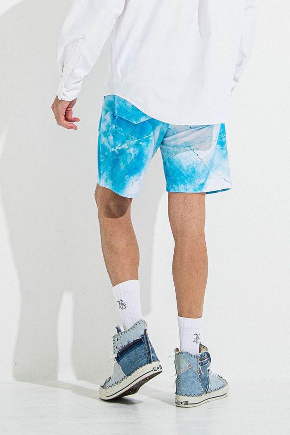 RUSH SHORTS / ラッシュガード 大理石柄 ショートパンツ ブルー
