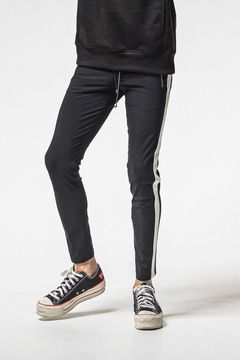 LEATHER LINE TRUCK PT / 高機能ナイロン レザー切り替えサイドライン トラックパンツ (ブラック/ホワイト) (1月上旬頃入荷予定) ※オーダー締切：9月1日(月)18:00