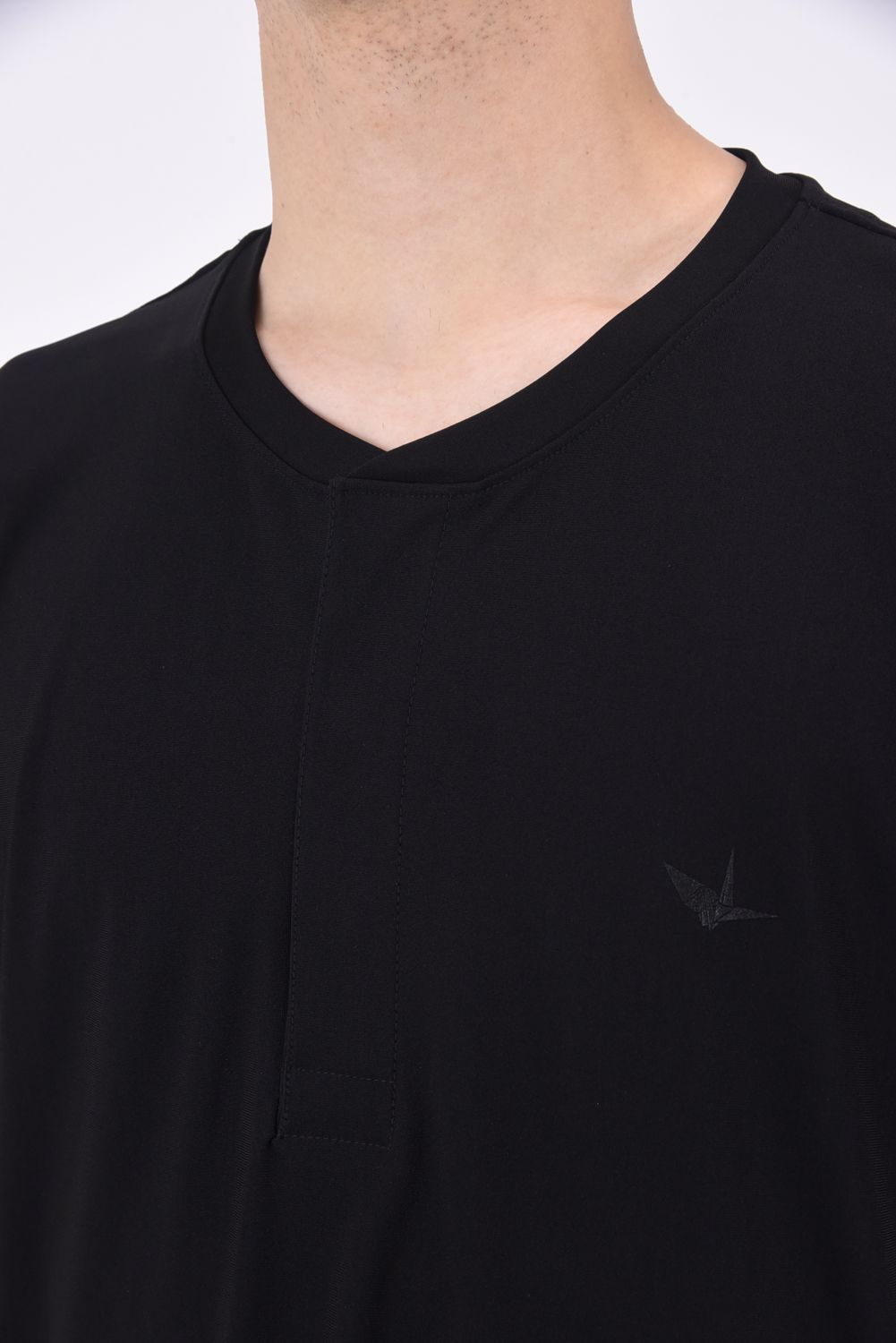 ROUND BIG HENLEY T / ラウンドカット ヘンリーネックTシャツ ブラック