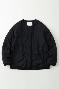 WM / TAION TWILLED INNER DOWN JACKET / WM / タイオン ノーカラー ツイル ダウンジャケット ブラック