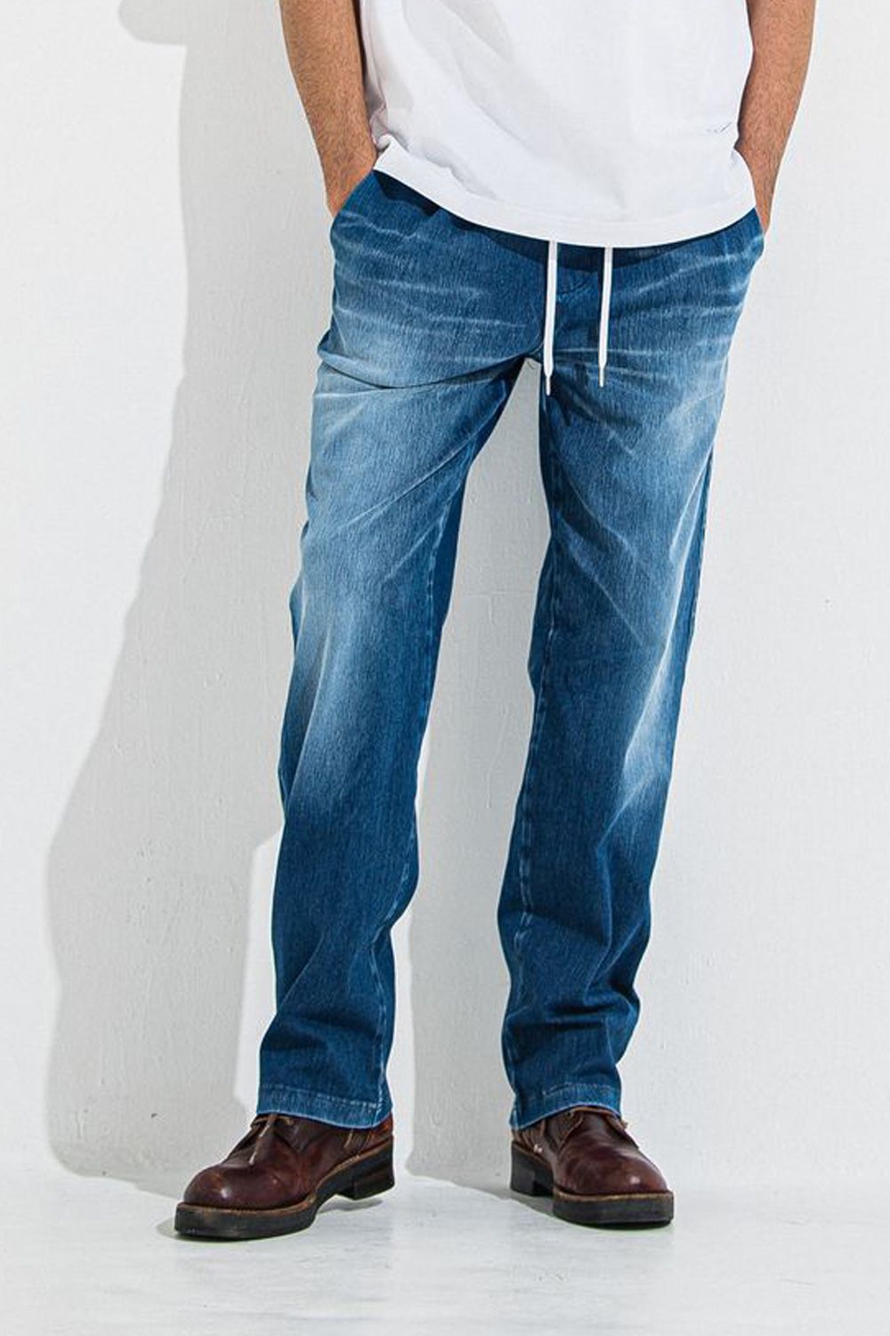 注目ブランドのギフト RESOUND CLOTHING - DENIM JERSEY WIDE PT / ジャージデニム パンツ