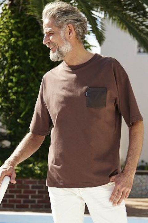 POCKET BIG T / ビッグシルエット ポケットTシャツ ブラウン