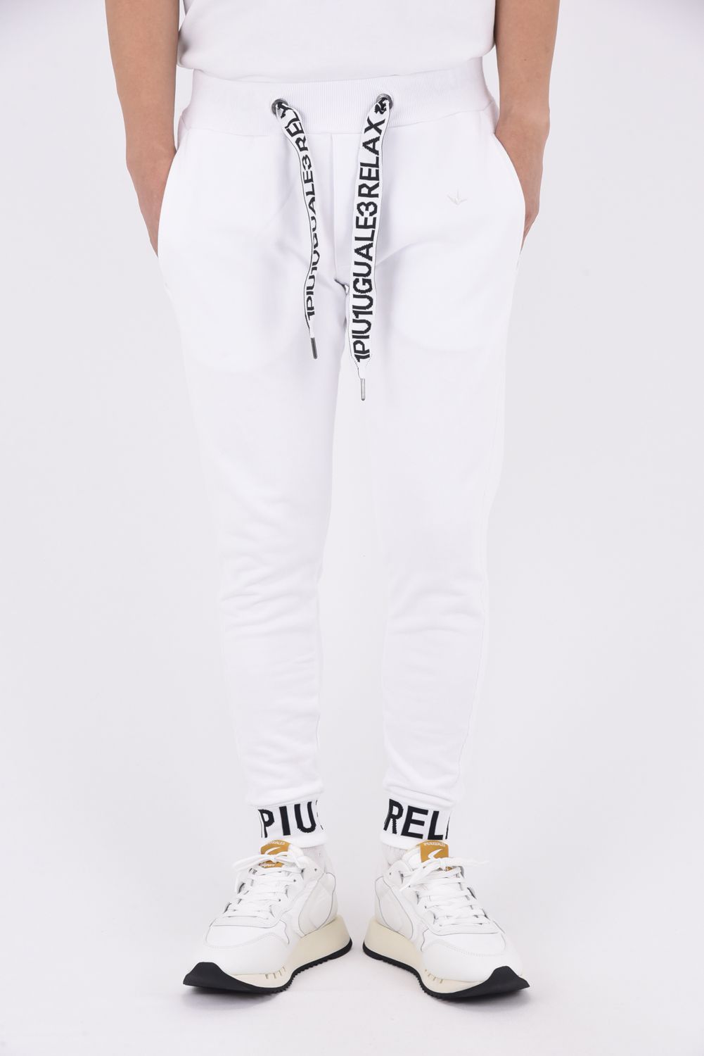 HEM LOGO LONG PANTS / ワイドスピンドル ロゴ スウェットパンツ (ホワイト)