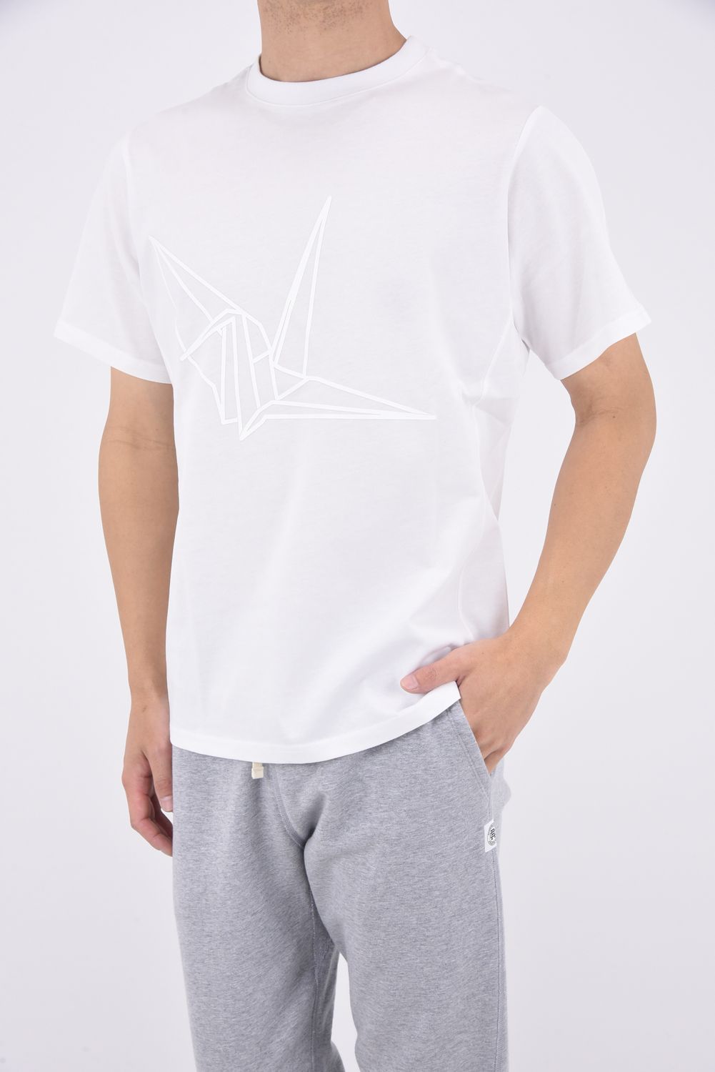 1PIU1UGUALE3 RELAX - BIG CRANE T-SHIRT / 折り鶴プリント