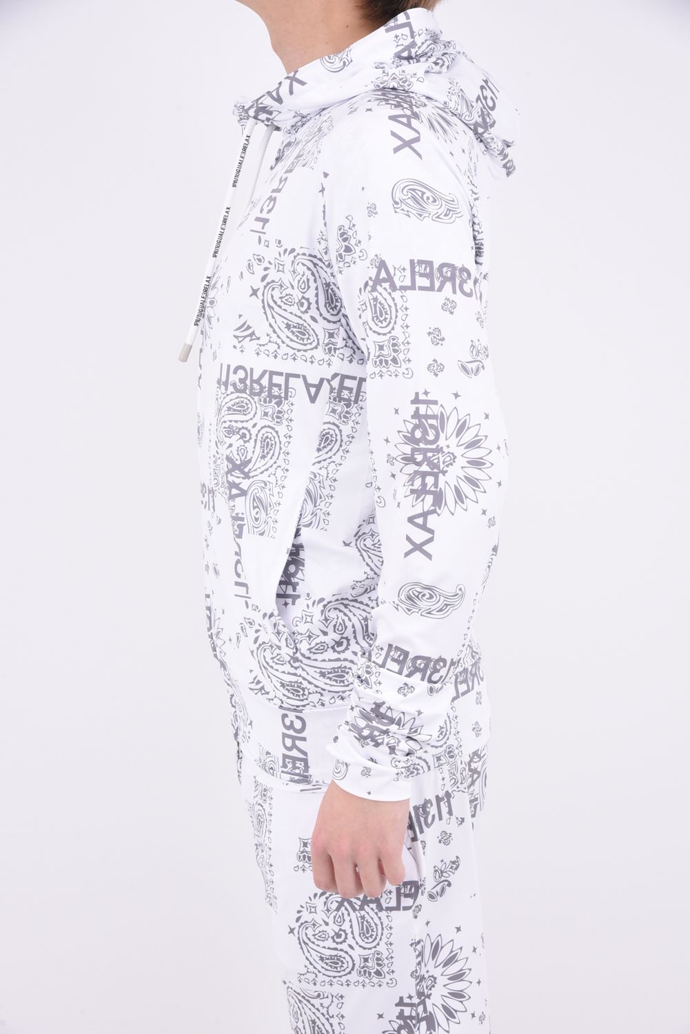 1piu1uguale3 ペイズリー柄　ホワイト　セットアップ　キムタク 1PIU1UGUALE3 RELAX - ALOHA PAISLEY HOODIE / ペイズリー柄