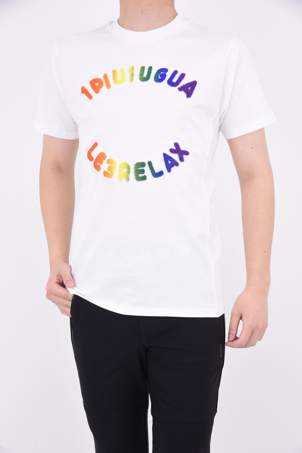 RAINBOW TOOTHBRUSH EMBROIDERY T-SHIRTS / レインボー サークルロゴ 半袖Tシャツ ホワイト