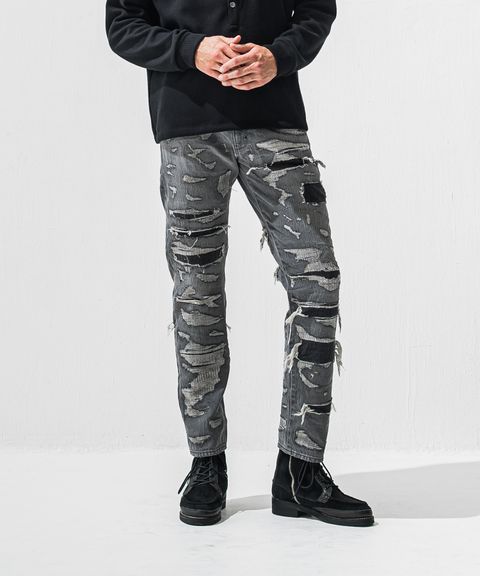 SCOTT JEANS / ライトオンス スペシャルクラッシュ ヴィンテージジーンズ (ブラック) (12月中旬入荷予定) ※オーダー締切:9月7日(月)17時