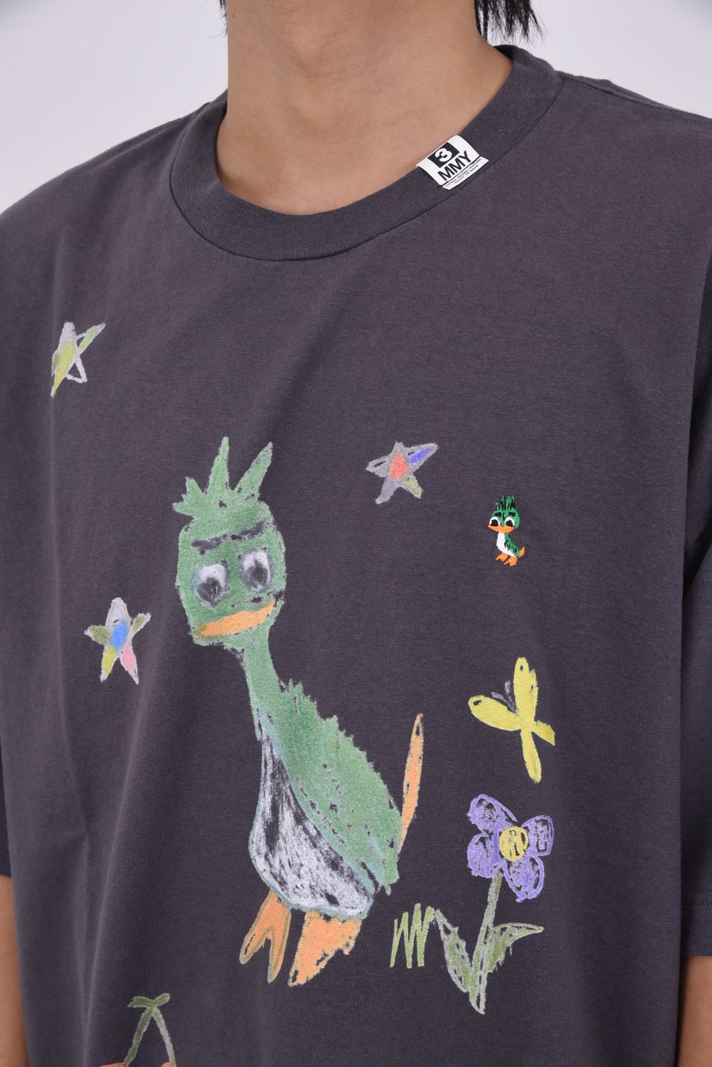 LEON KIDS DOODLE T-shirt / キャラクタープリント 刺繍ワッペン Tシャツ (ブラック)