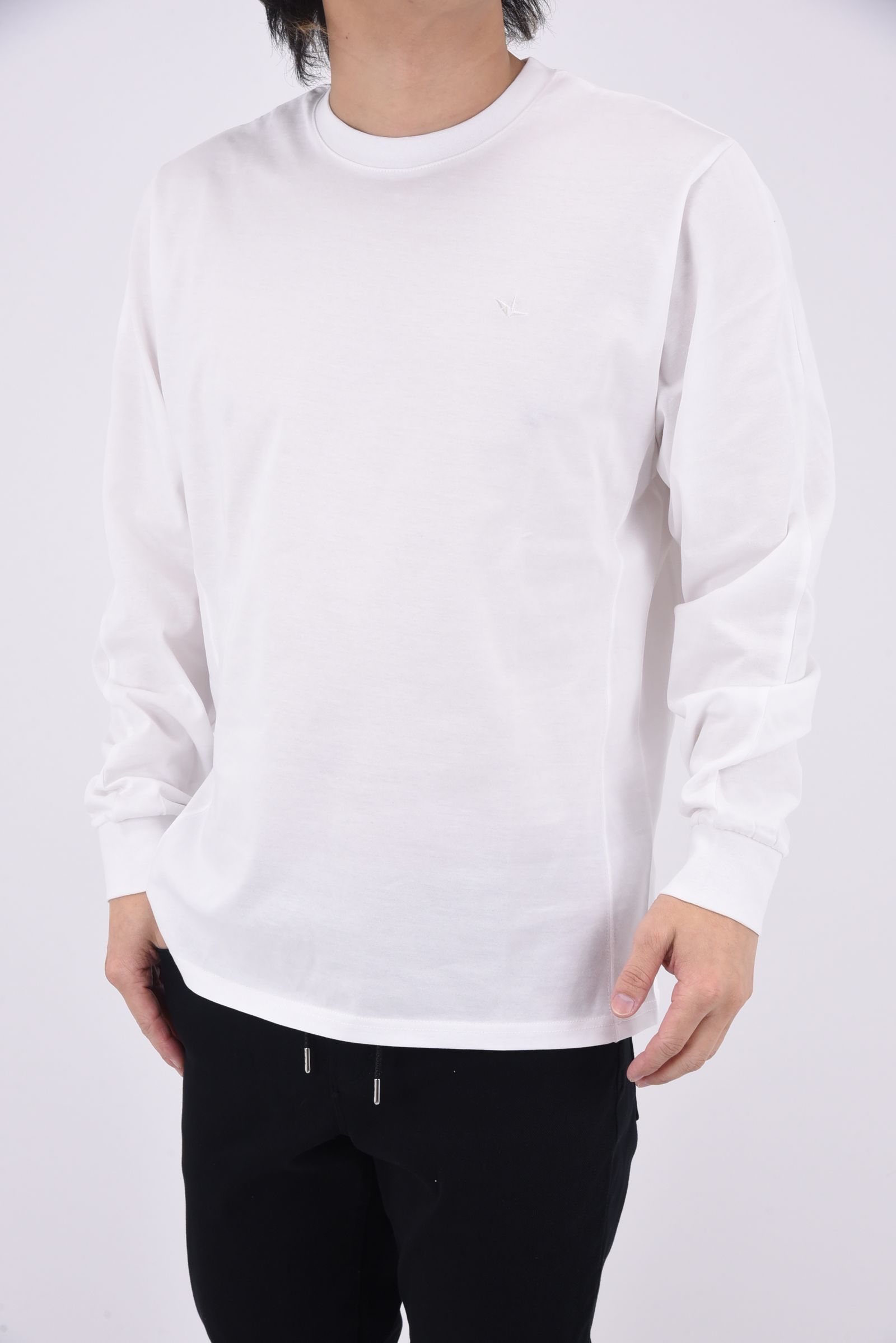 RHINESTONE LONG T-SHIRT / ラインストーン バックロゴ ロングTシャツ (ホワイト)