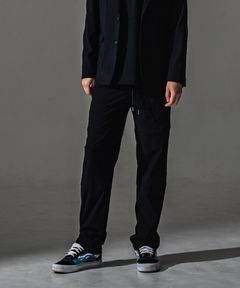 Johnson LINE WIDE PT / 360°ストレッチ ワイドシルエット ジョンソンラインパンツ (ブラック/ホワイト)（7月下旬入荷予定）