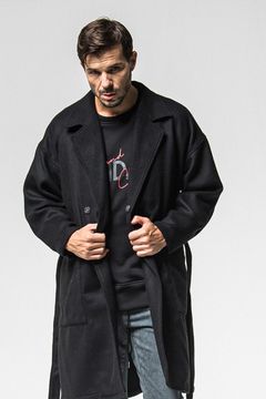 GOWN OVER COAT / ウール オーバー サイズ ガウンコート (ブラック) (11月上旬入荷予定) ※オーダー締切：9月1日(月)18:00